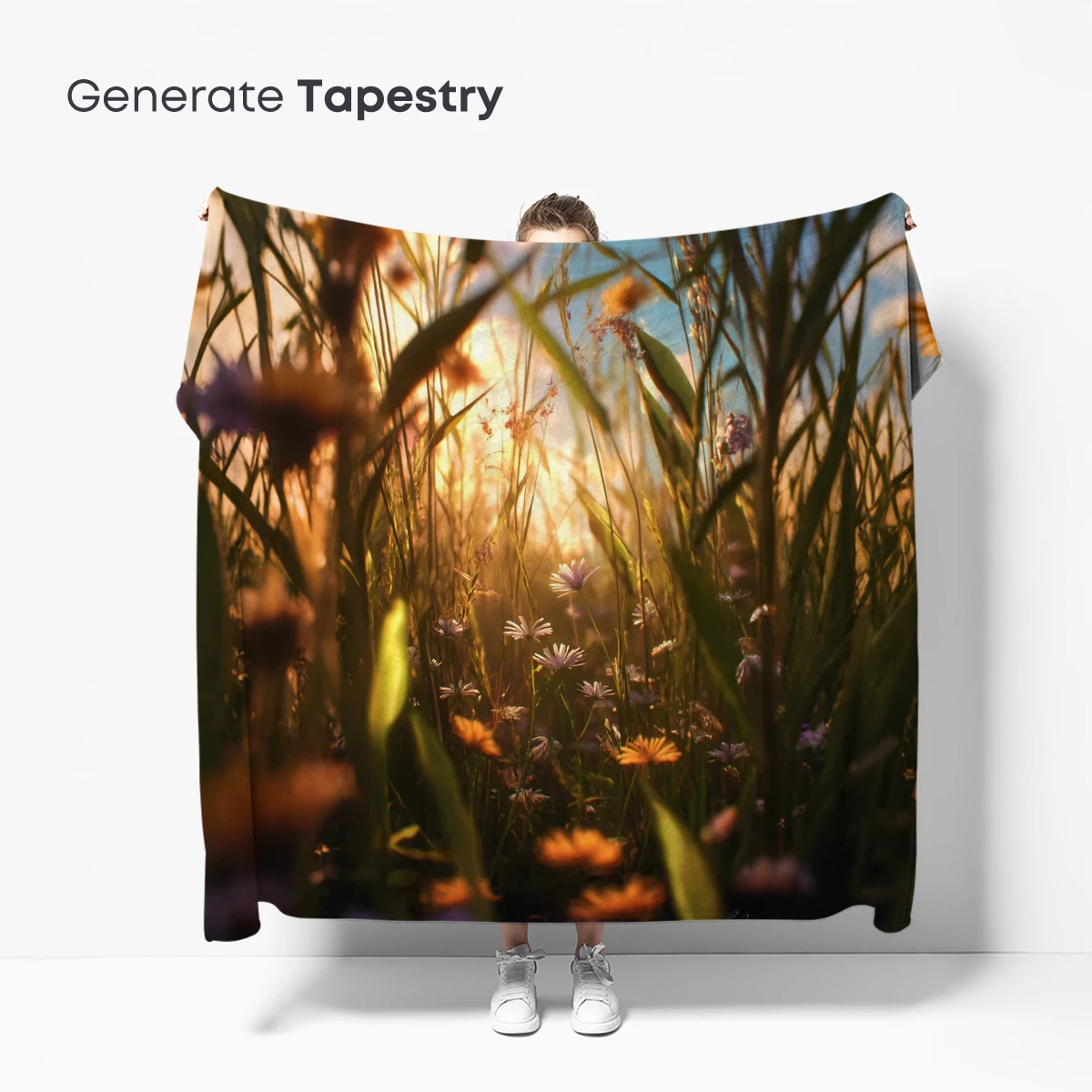 Golden Sunset Meadow: Wildflowers Bathed in Warm Light - Image 5