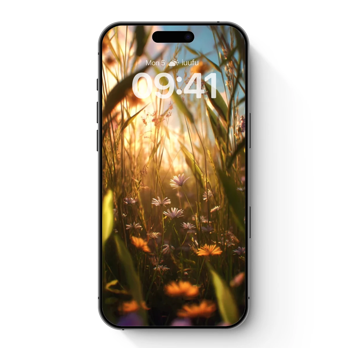 Golden Sunset Meadow: Wildflowers Bathed in Warm Light