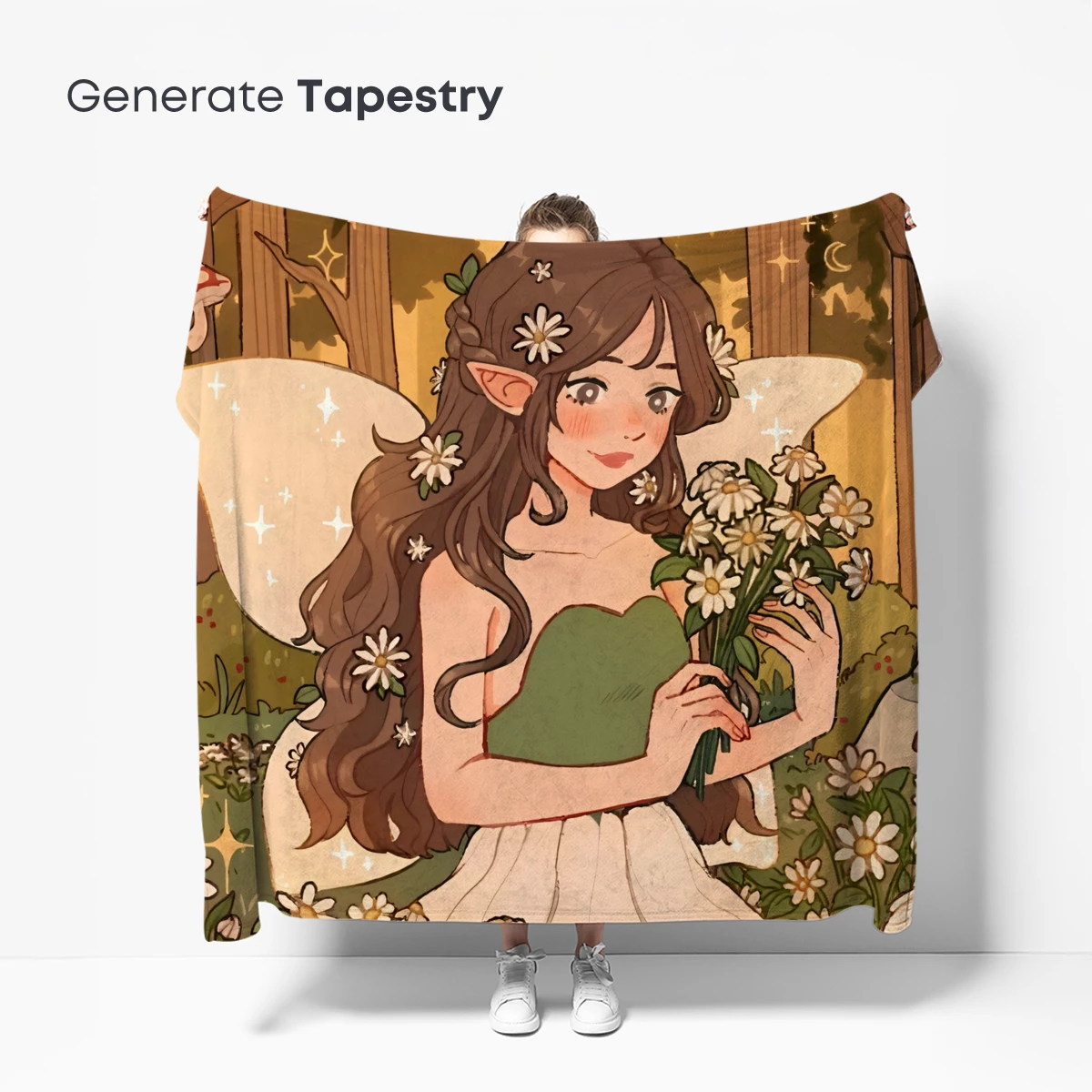 Enchanted Forest Fairy with Daisy Bouquet - Image 5