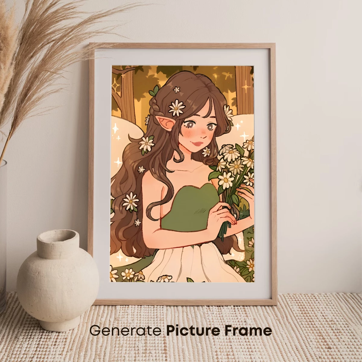 Enchanted Forest Fairy with Daisy Bouquet - Image 7