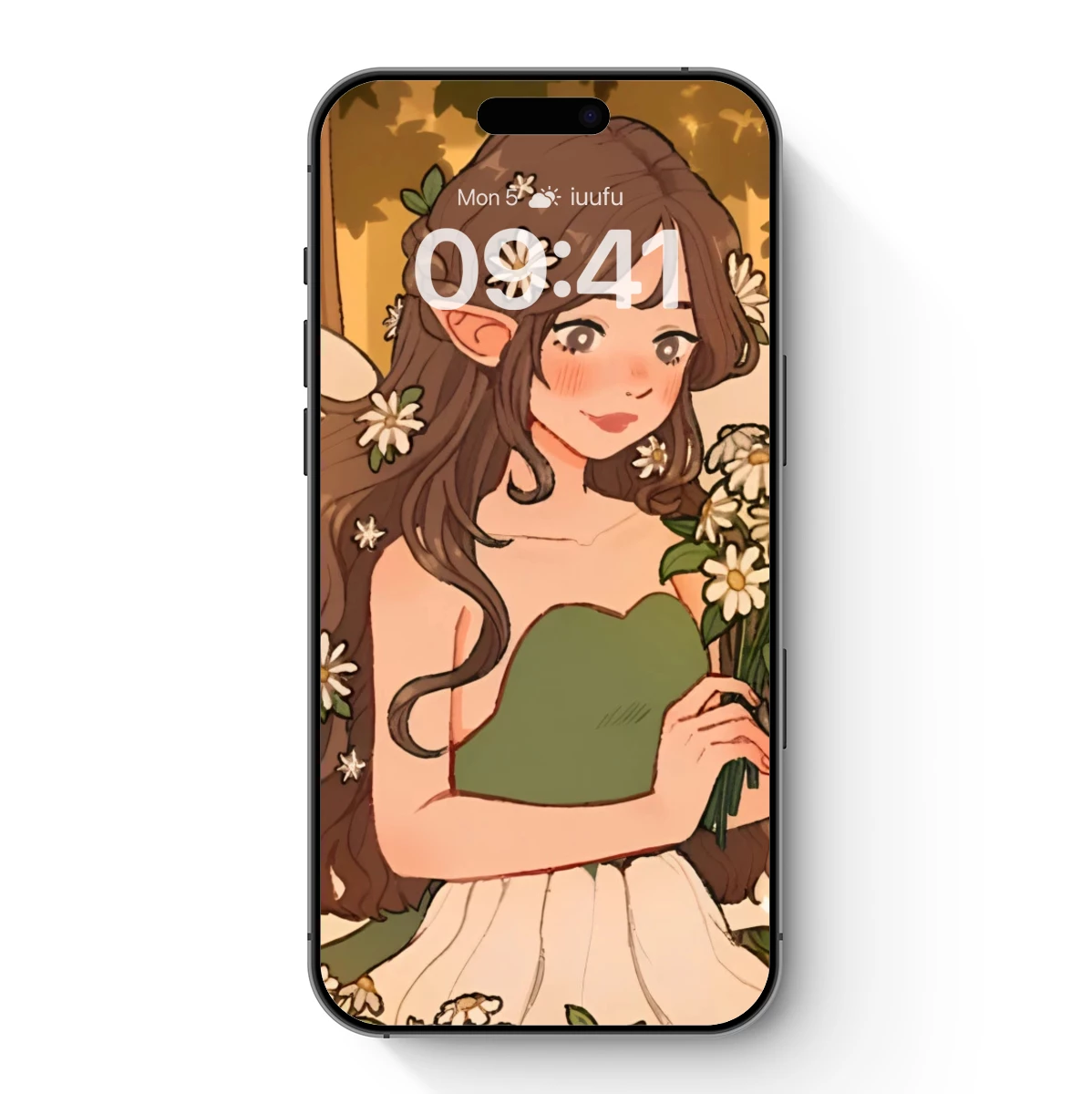 Enchanted Forest Fairy with Daisy Bouquet