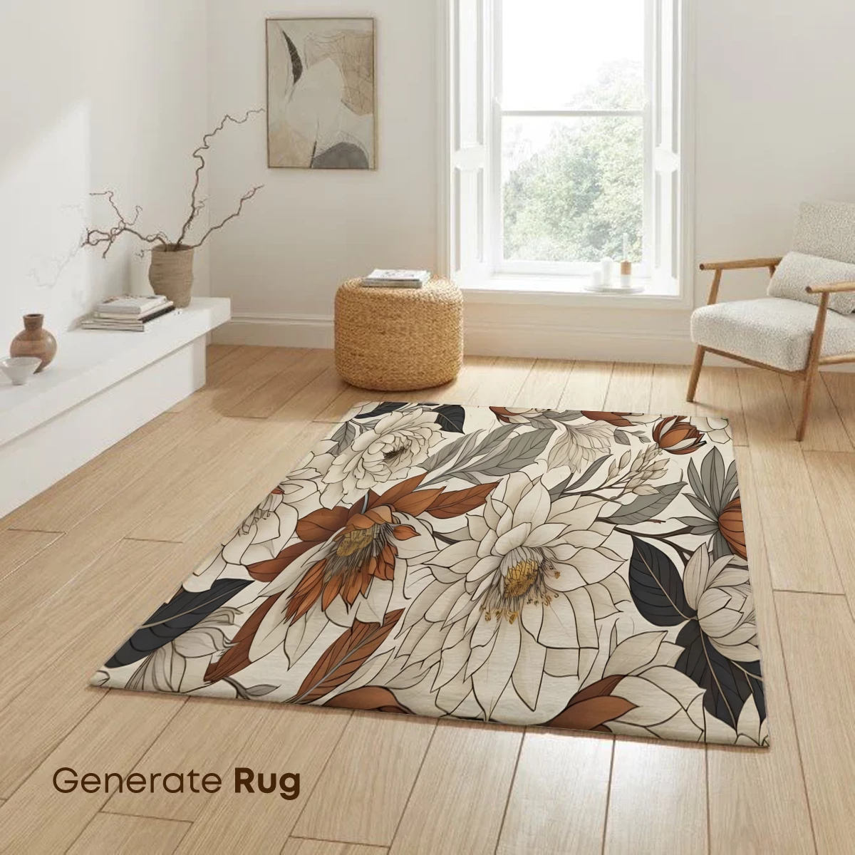 Elegant Floral Symphony: Monochromatic Blooms with Earthy Accents - Image 6