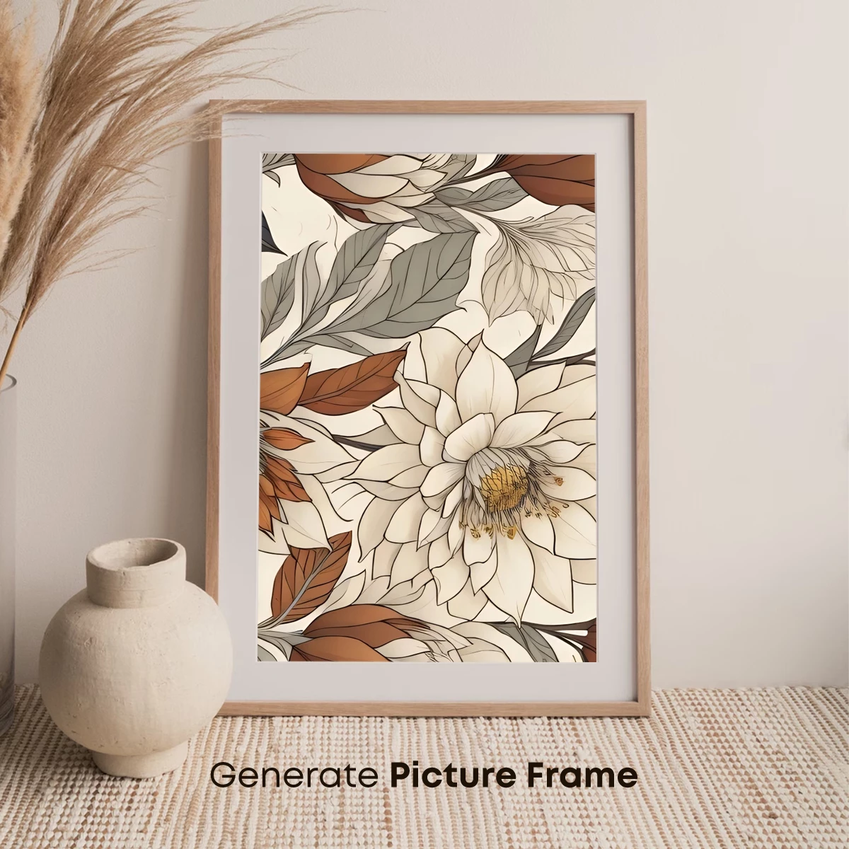 Elegant Floral Symphony: Monochromatic Blooms with Earthy Accents - Image 7