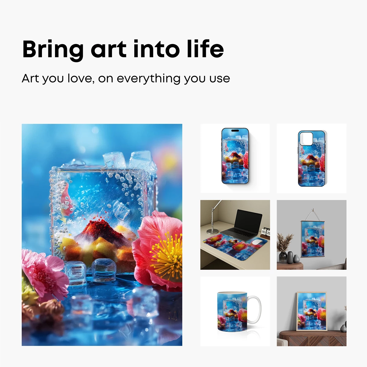 Chilled Blossoms: Ice-Crystal Elegance with Floral Accents - Image 2