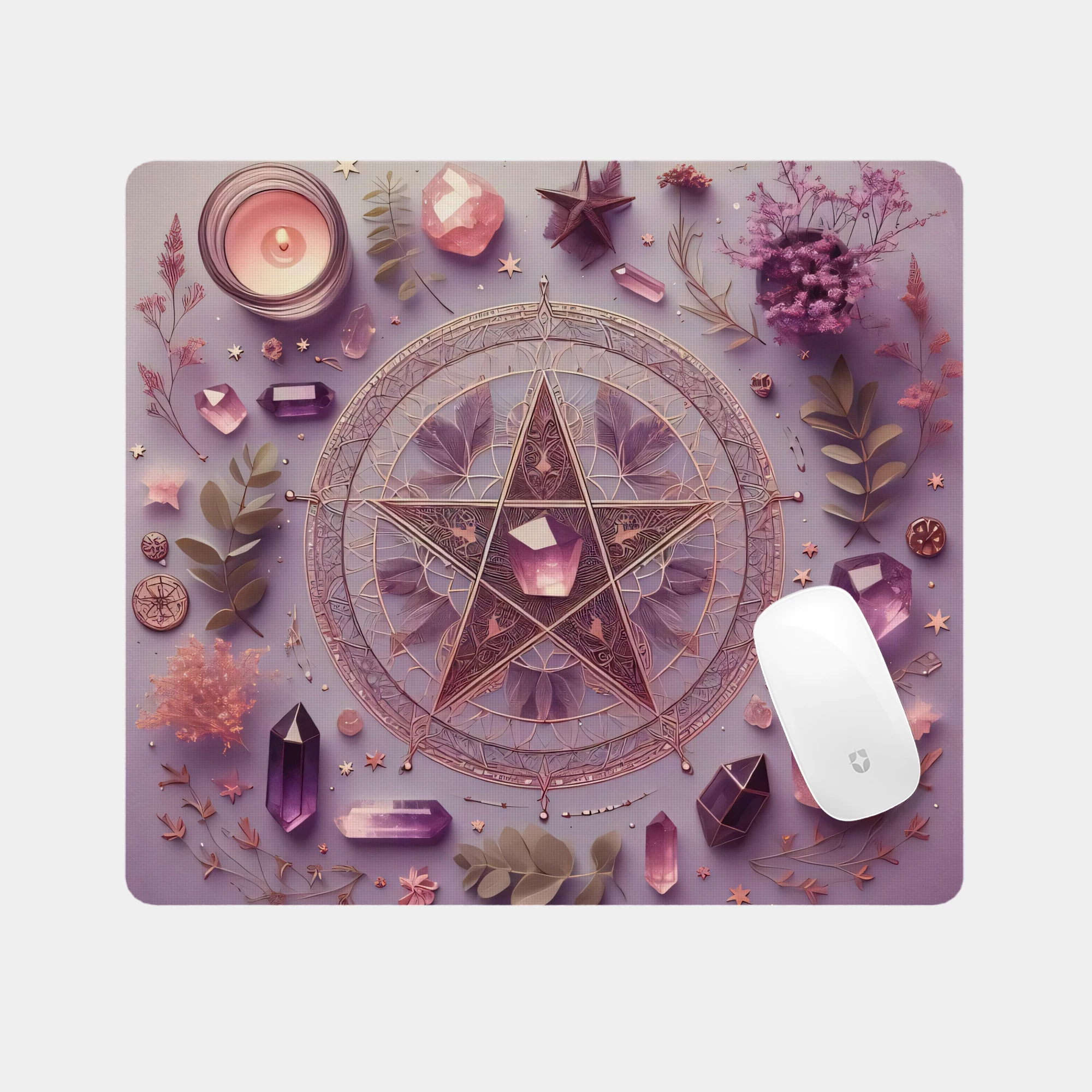 Mystic Crystal Pentagram Glass mouse pad