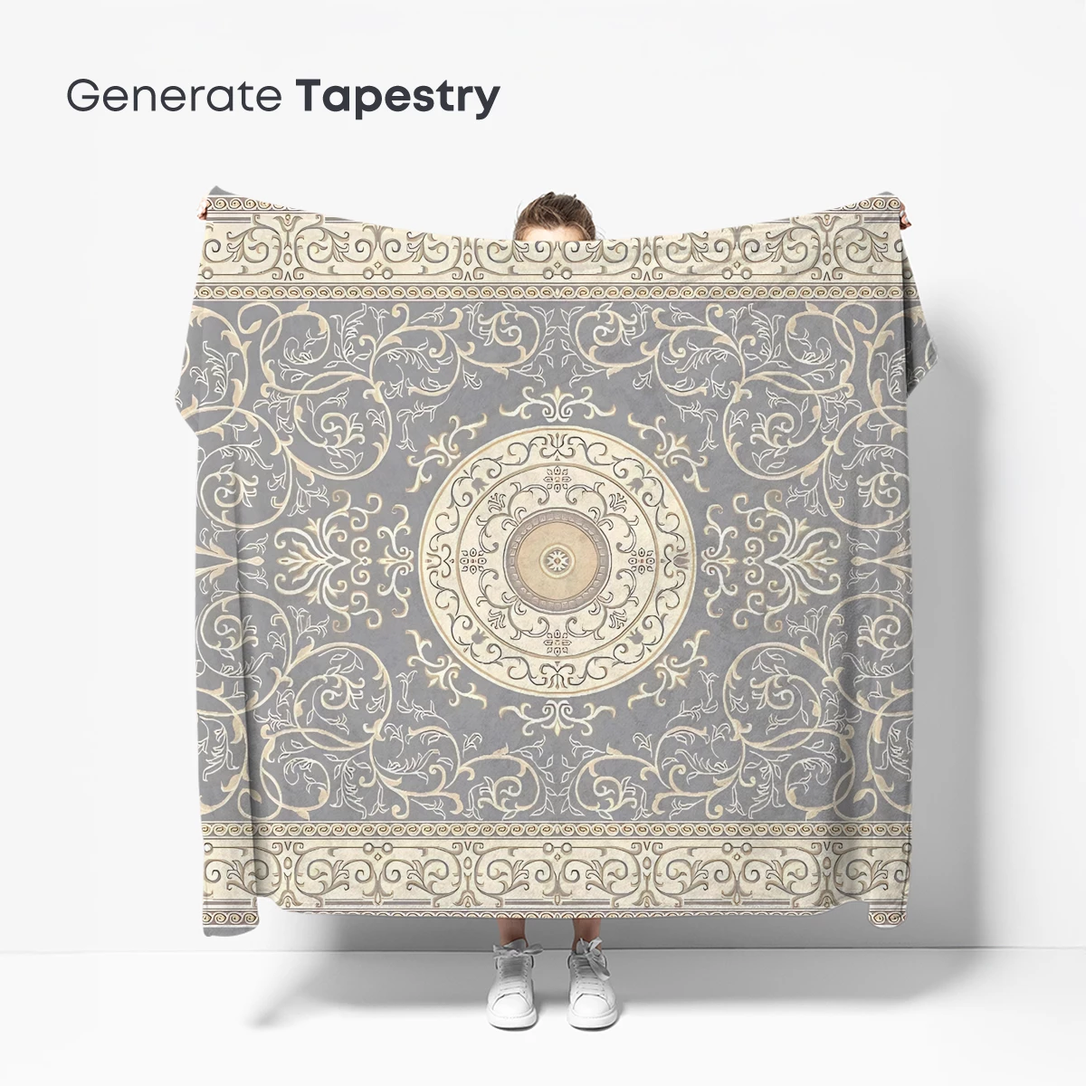 Elegant Mandala Tapestry in Soft Grays - Image 5