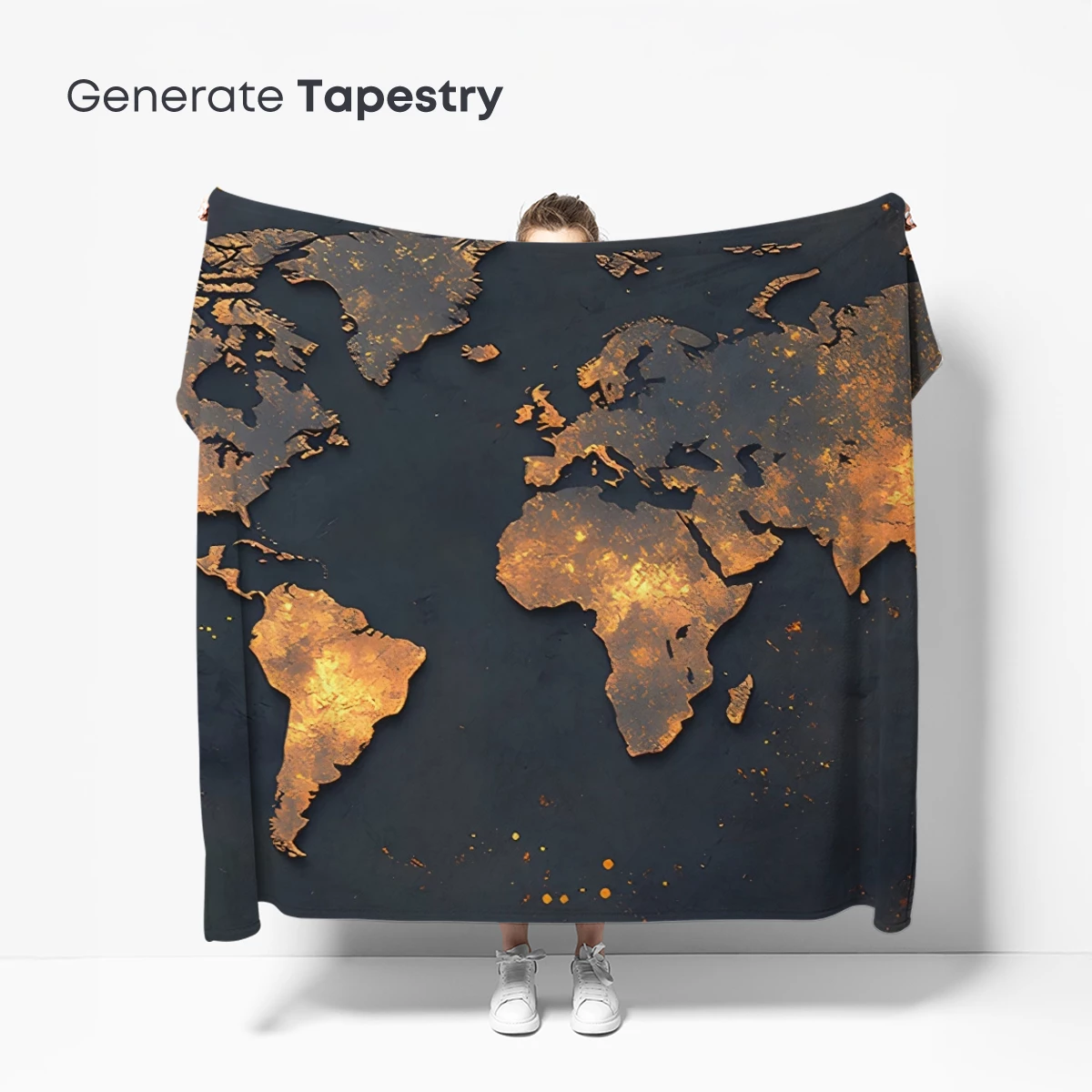 Golden World Map: Illuminated Continents in Abstract Art - Image 5