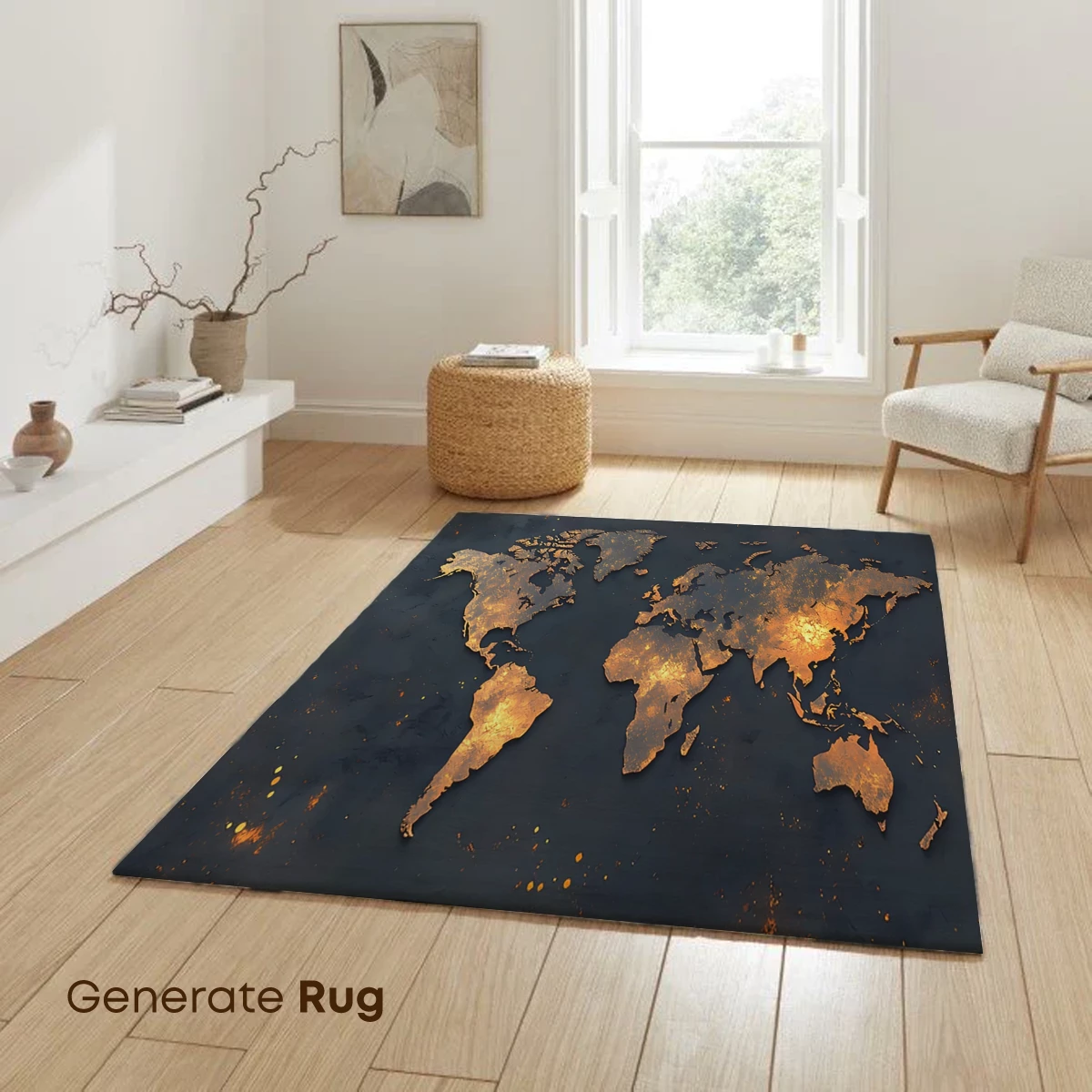 Golden World Map: Illuminated Continents in Abstract Art - Image 6