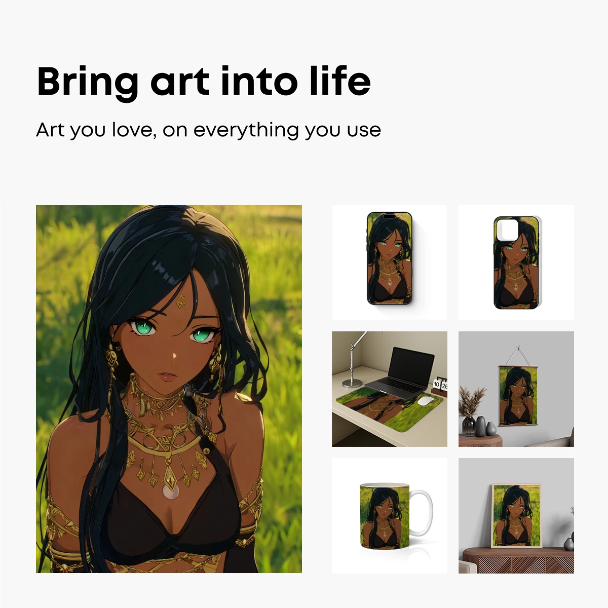 Golden Goddess in Verdant Fields - Image 2