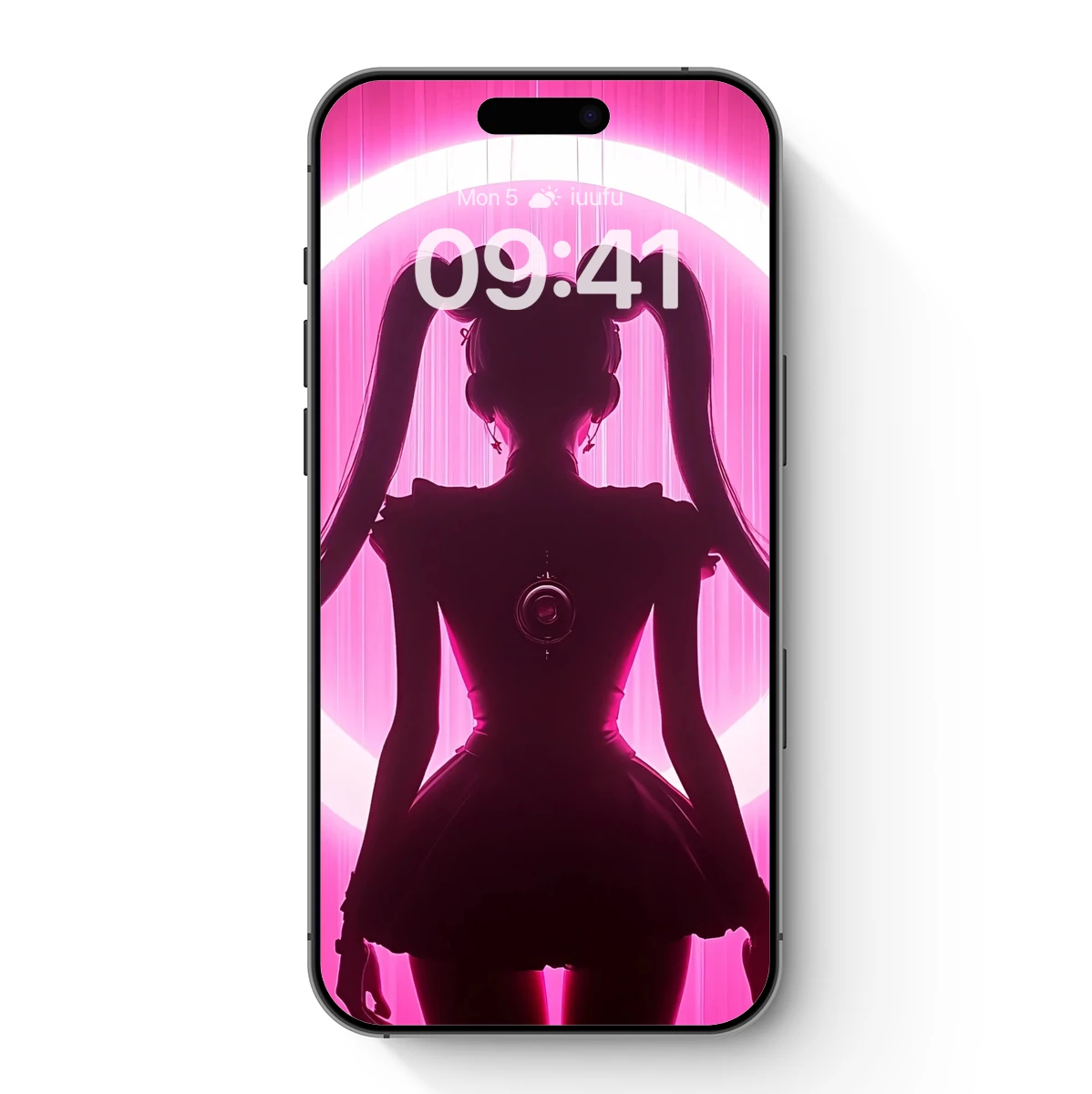 Neon Halo Silhouette: Futuristic Anime Elegance