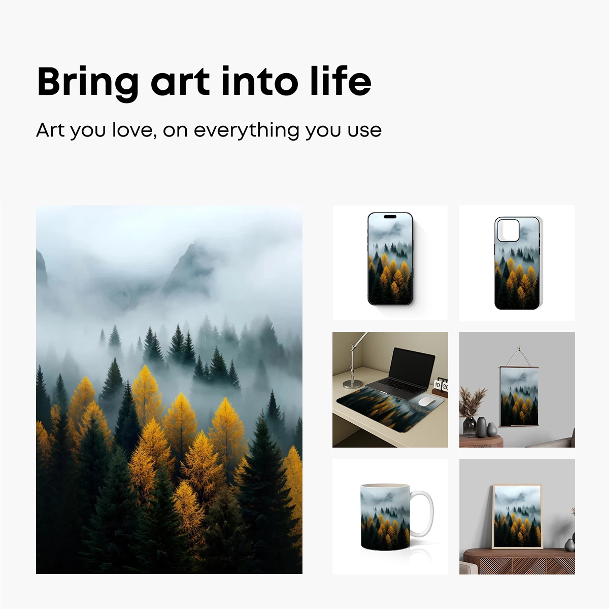 Mist-Crowned Forest: Autumn's Golden Hush - Image 2