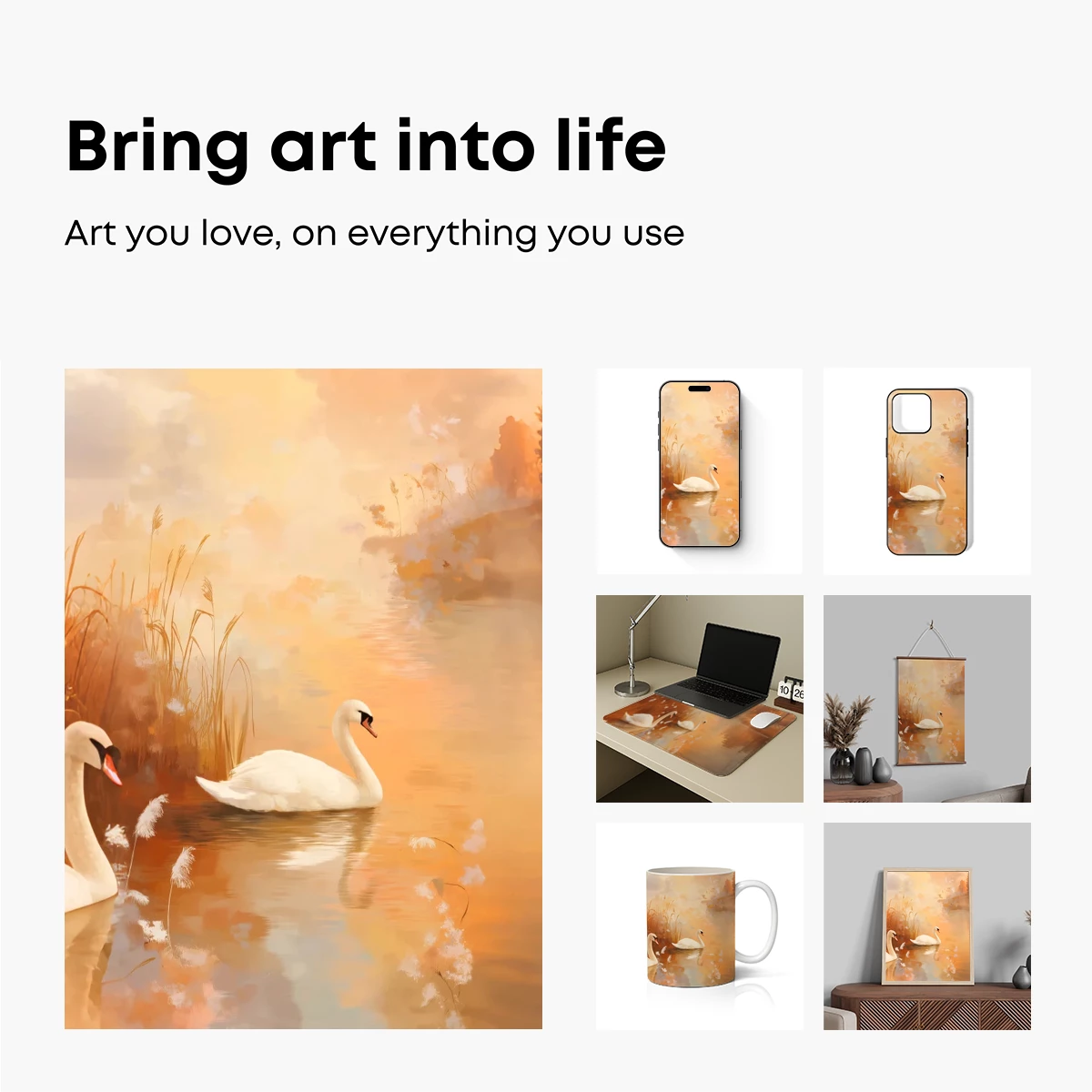 Golden Hour Swans: A Dreamlike Autumn Reverie - Image 2