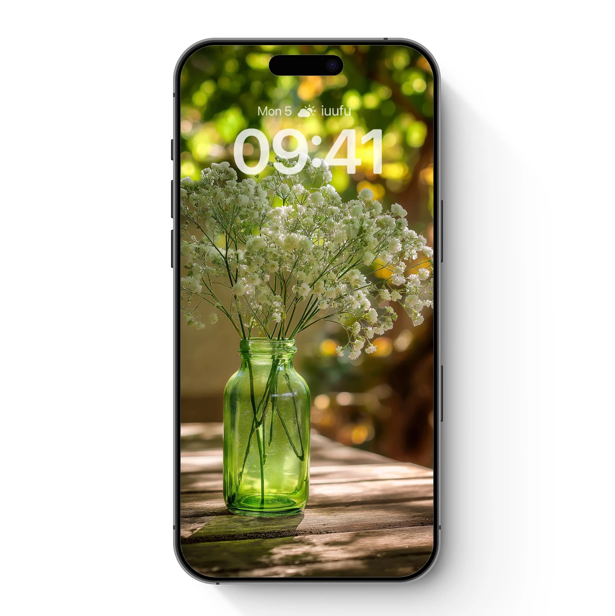 Glowing Gypsophila in Emerald Glass