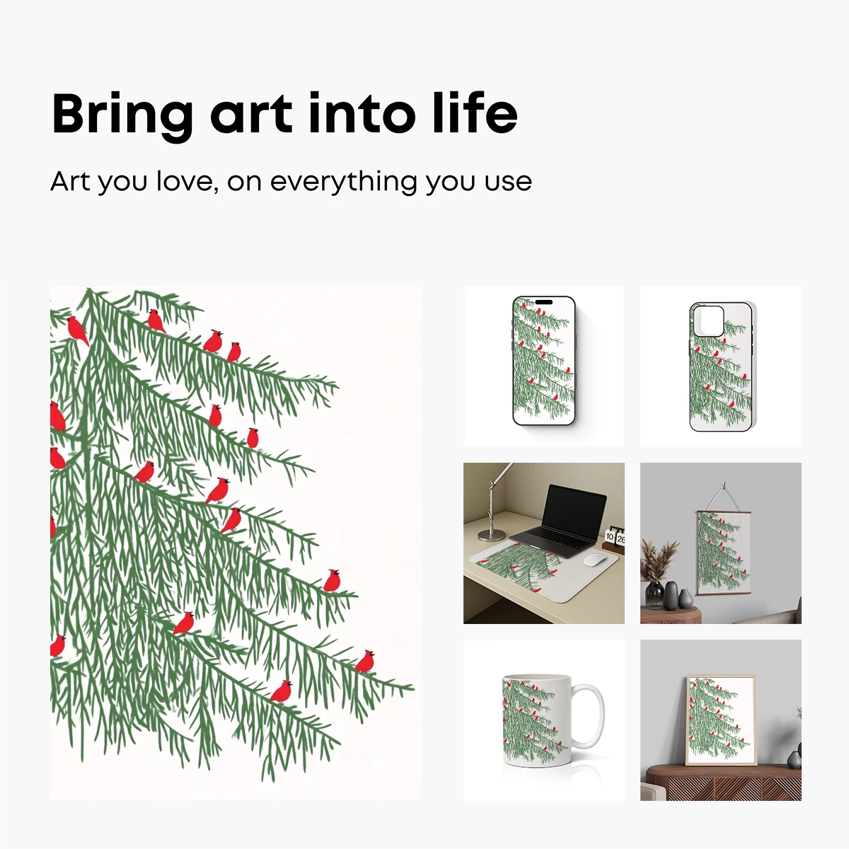 Cardinals Perched on Pine: Winter's Festive Embrace - Image 2