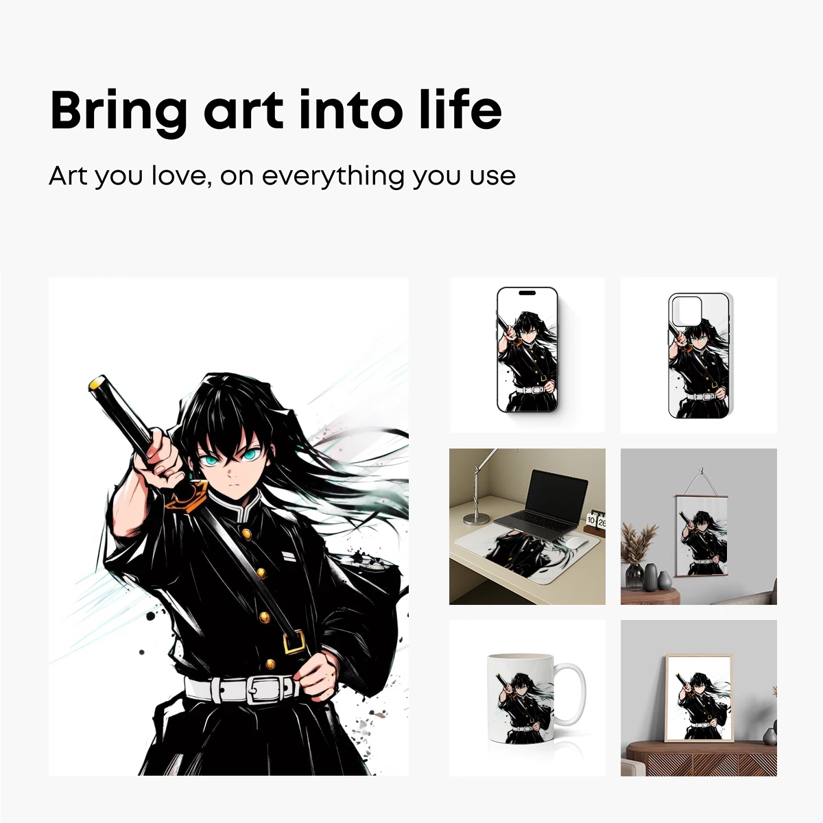 Anime Warrior with Intense Gaze and Dynamic Pose - Image 2