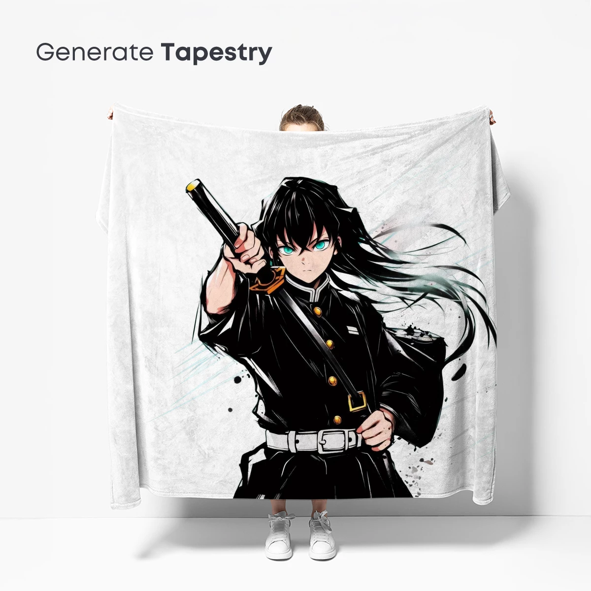 Anime Warrior with Intense Gaze and Dynamic Pose - Image 5