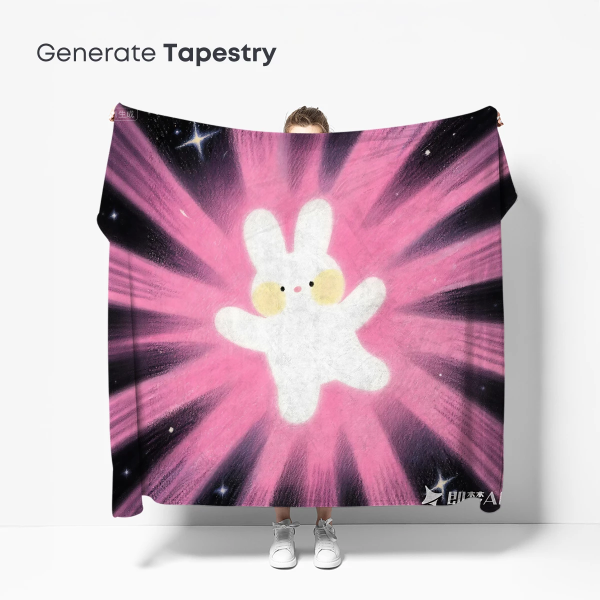 Cosmic Bunny Burst: Radiant Pink Galaxy Art - Image 5