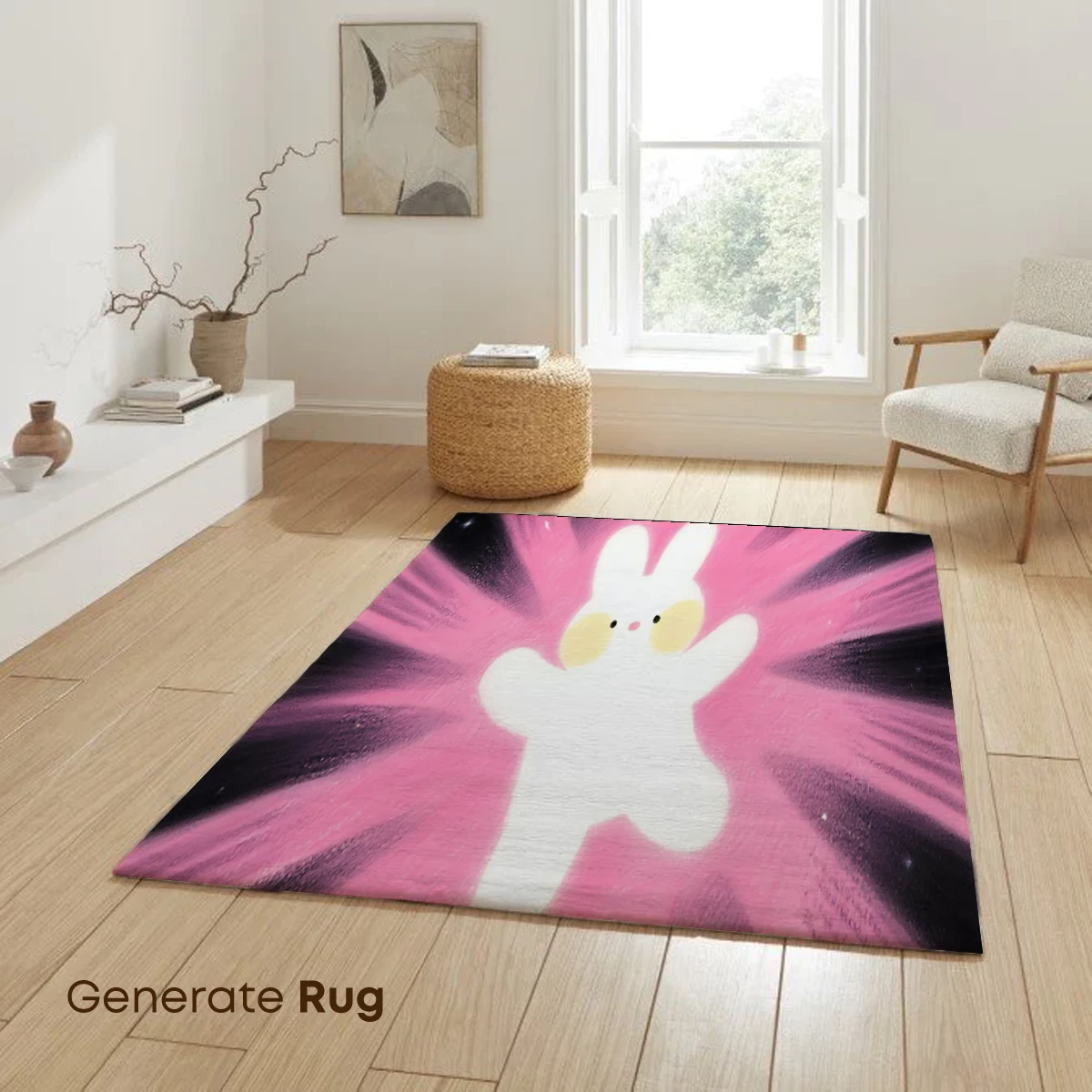 Cosmic Bunny Burst: Radiant Pink Galaxy Art - Image 6