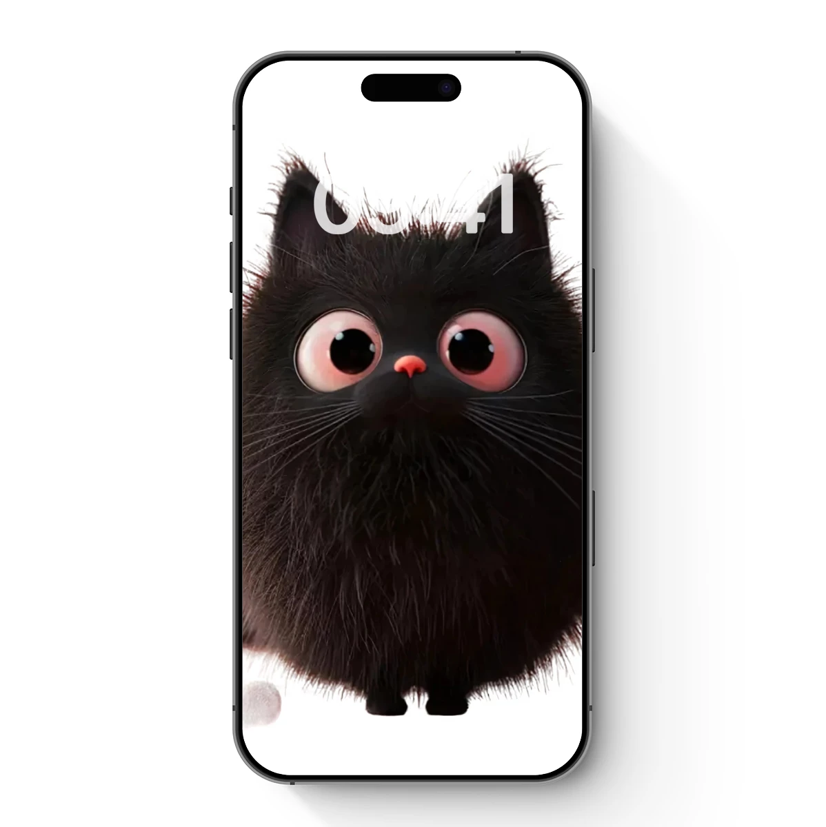 Fluffy Black Cat with Big Eyes: Whimsical Cartoon Charm Fluffy Black Cat with Big Eyes: Whimsical Cartoon Charm