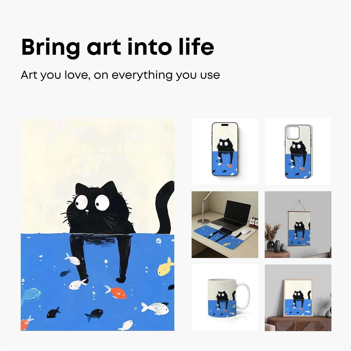 Curious Cat in a Fishy Sea - Image 2