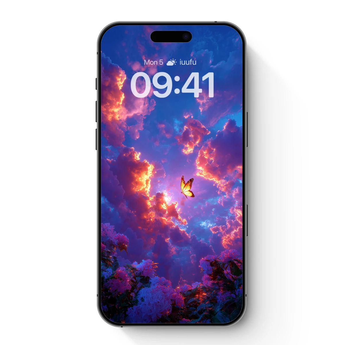 Butterfly in a Cosmic Sunset Sky