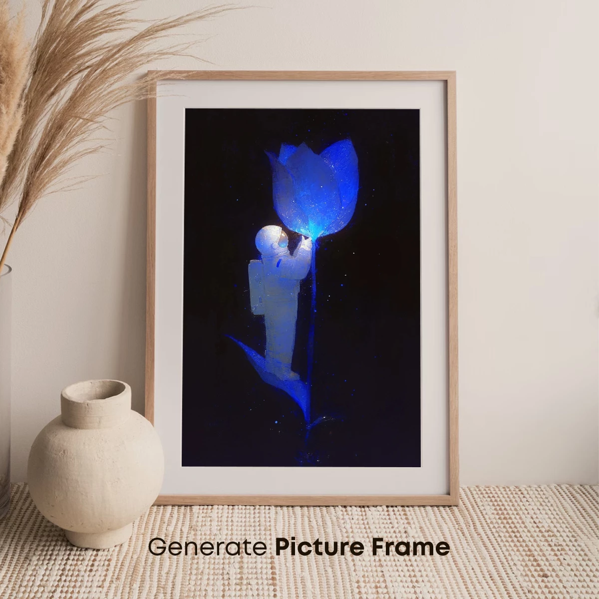 Astronaut Tending to a Glowing Blue Tulip in Space - Image 7