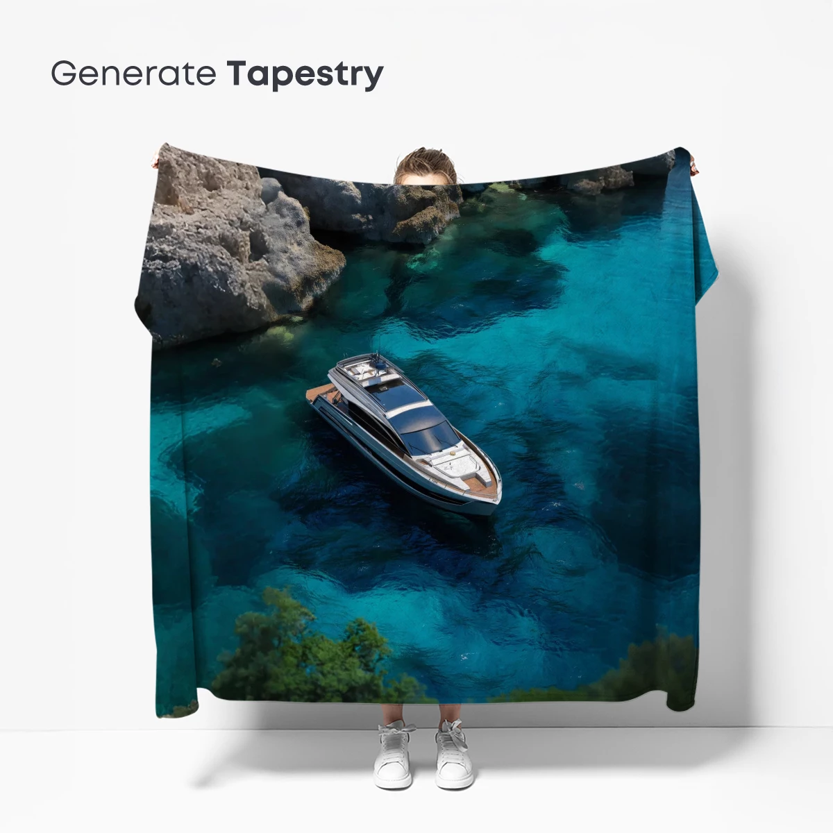 Crystal Blue Cove: Yacht Drifts in Turquoise Depths - Image 5