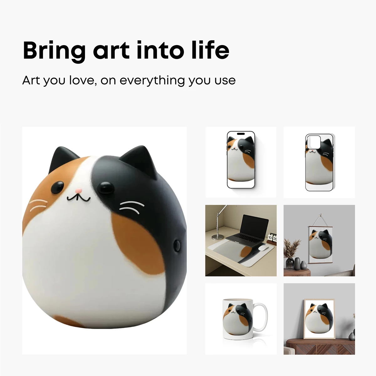 Chubby Cat Charm: Kawaii Artistry in Round Form - Image 2