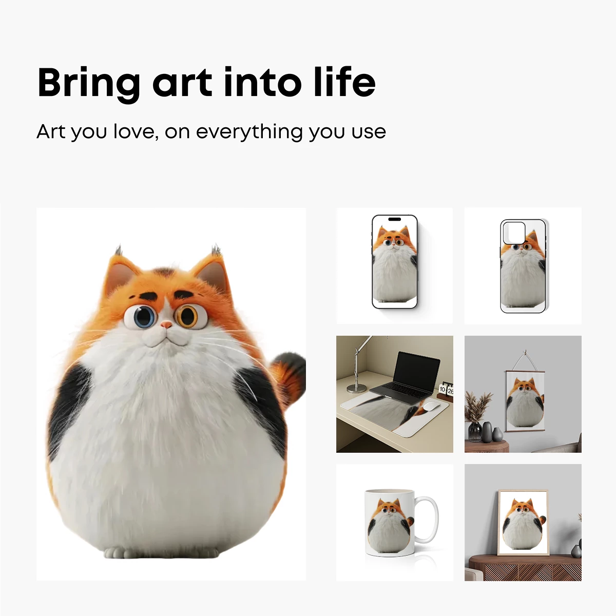 Chubby Cat Charm: Whimsical Cartoon Feline Art - Image 2