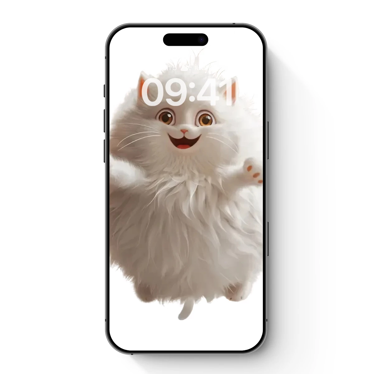 Fluffy Joy: Adorable Cartoon Cat in Mid-Air Leap Fluffy Joy: Adorable Cartoon Cat in Mid-Air Leap