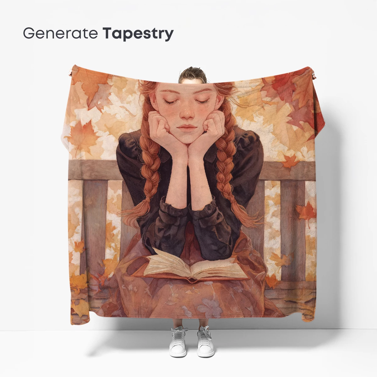 Autumn Reverie: Girl in Leaves, Book on Lap - Image 5