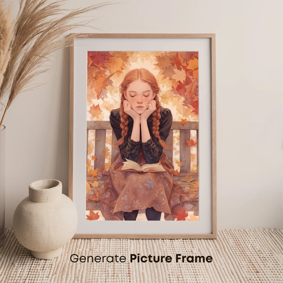 Autumn Reverie: Girl in Leaves, Book on Lap - Image 7