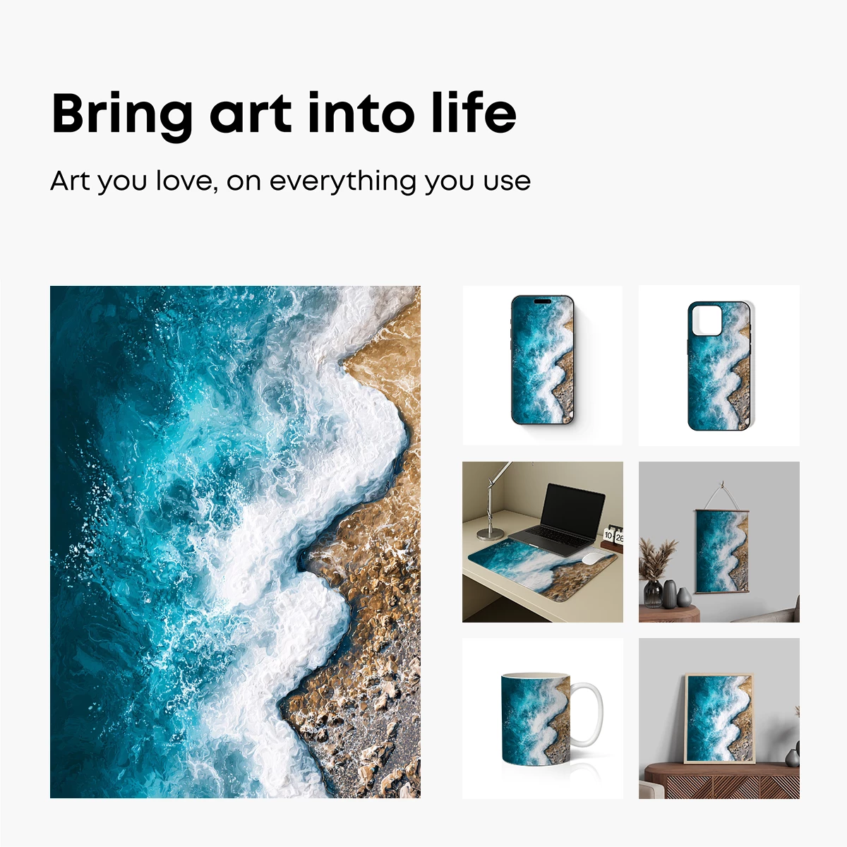 Azure Waves Crashing on Golden Shore - Image 2