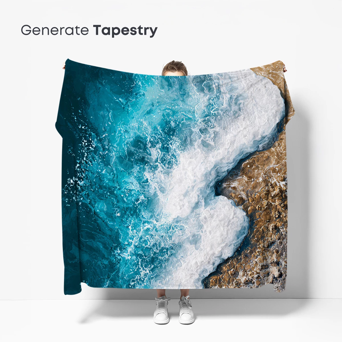 Azure Waves Crashing on Golden Shore - Image 5