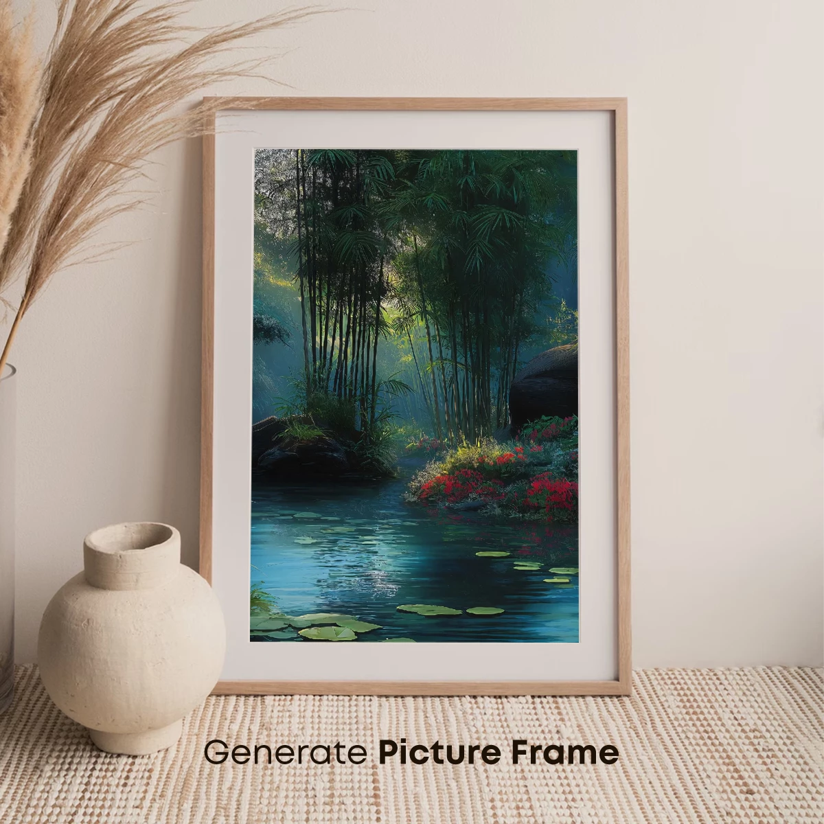 Enchanted Bamboo Grove with Moonlit Lily Pond - Image 7