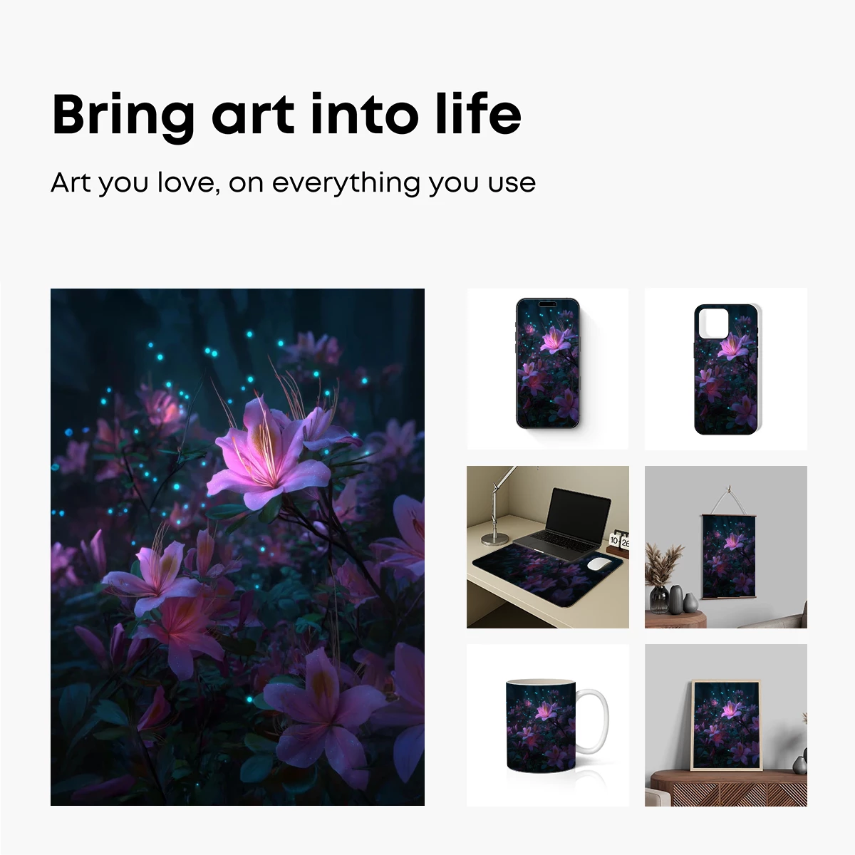 Enchanted Floral Symphony: Bioluminescent Garden - Image 2