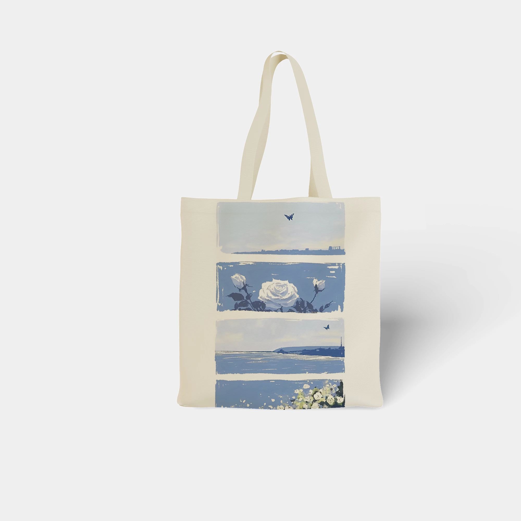 Serene Blue Rose Panorama Canvas Bag - Image 7