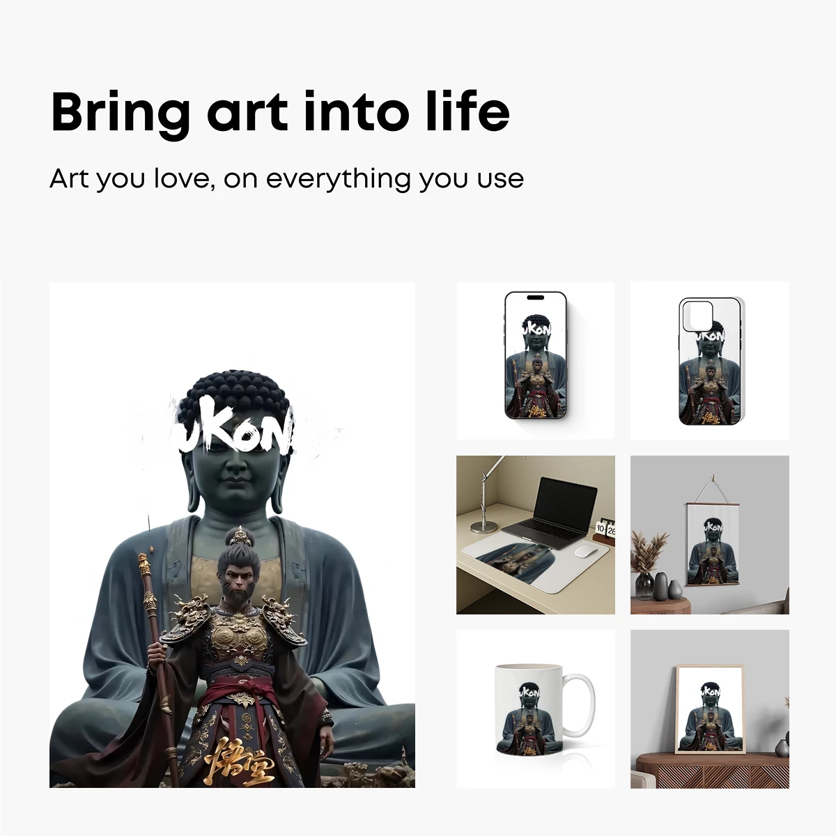 Epic Fusion: Buddha Statue Meets Warrior Spirit - Image 2