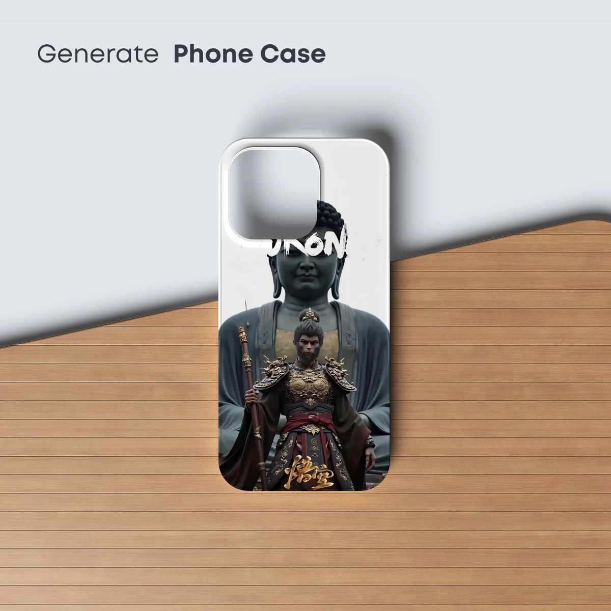 Epic Fusion: Buddha Statue Meets Warrior Spirit - Image 3