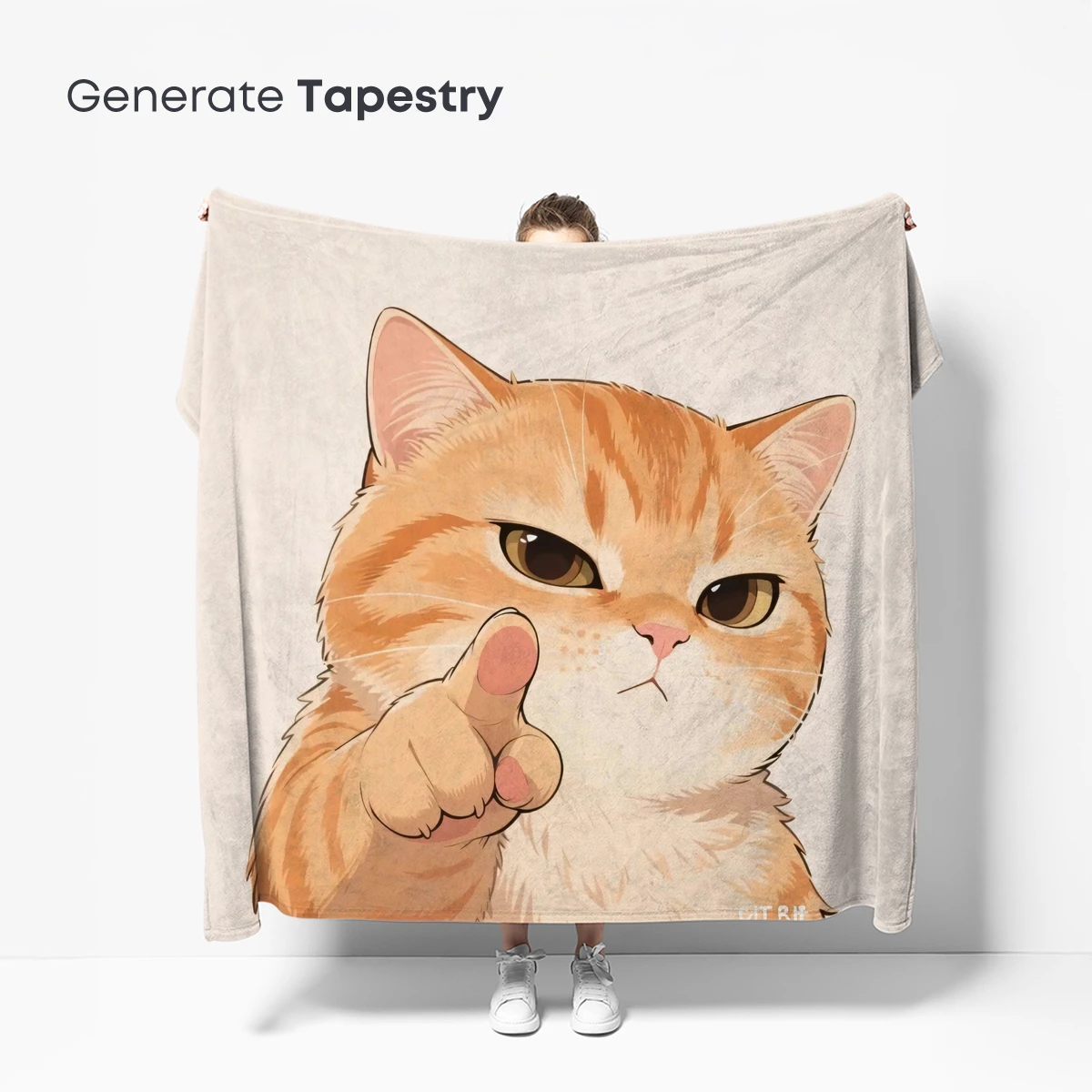 Grumpy Cat's Finger-Wag: A Whimsical Cartoon Portrait - Image 5