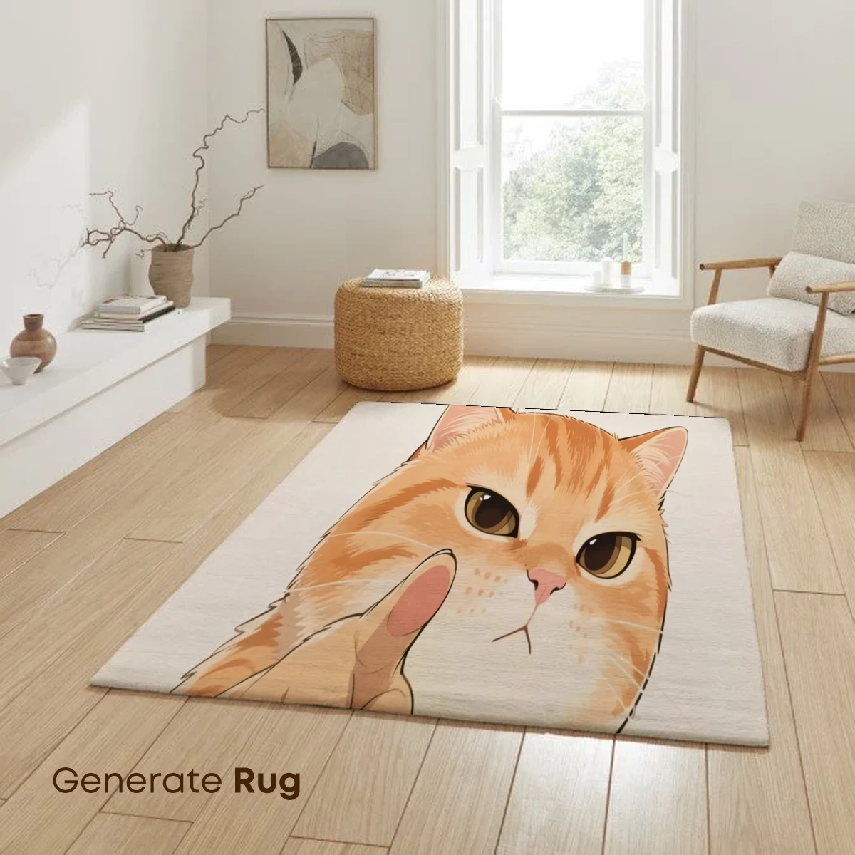 Grumpy Cat's Finger-Wag: A Whimsical Cartoon Portrait - Image 6