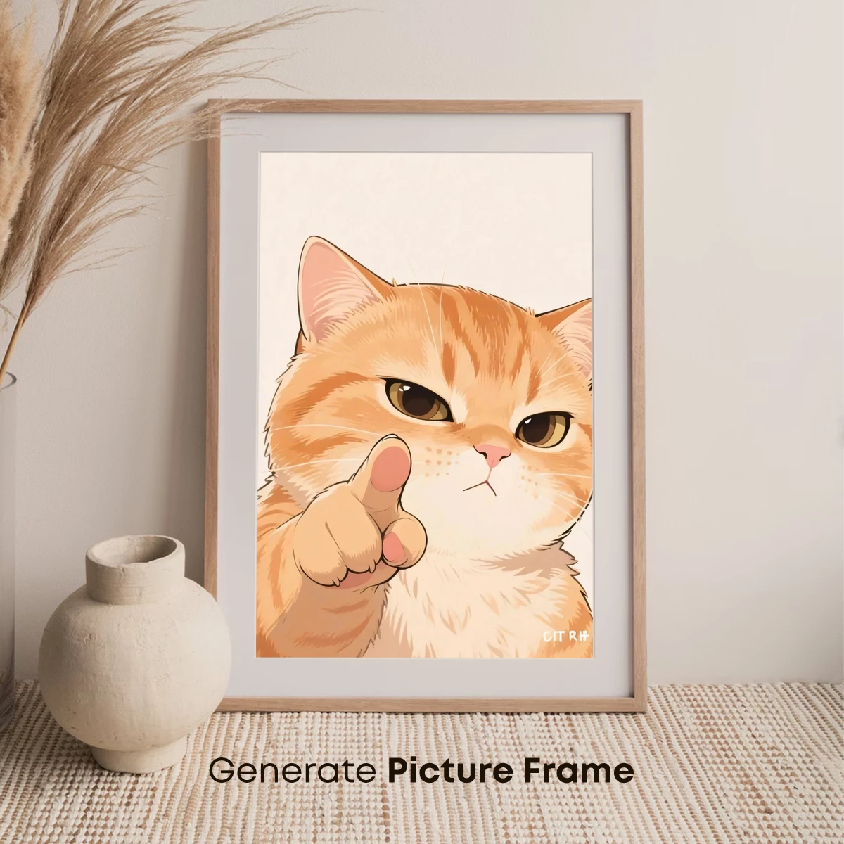 Grumpy Cat's Finger-Wag: A Whimsical Cartoon Portrait - Image 7