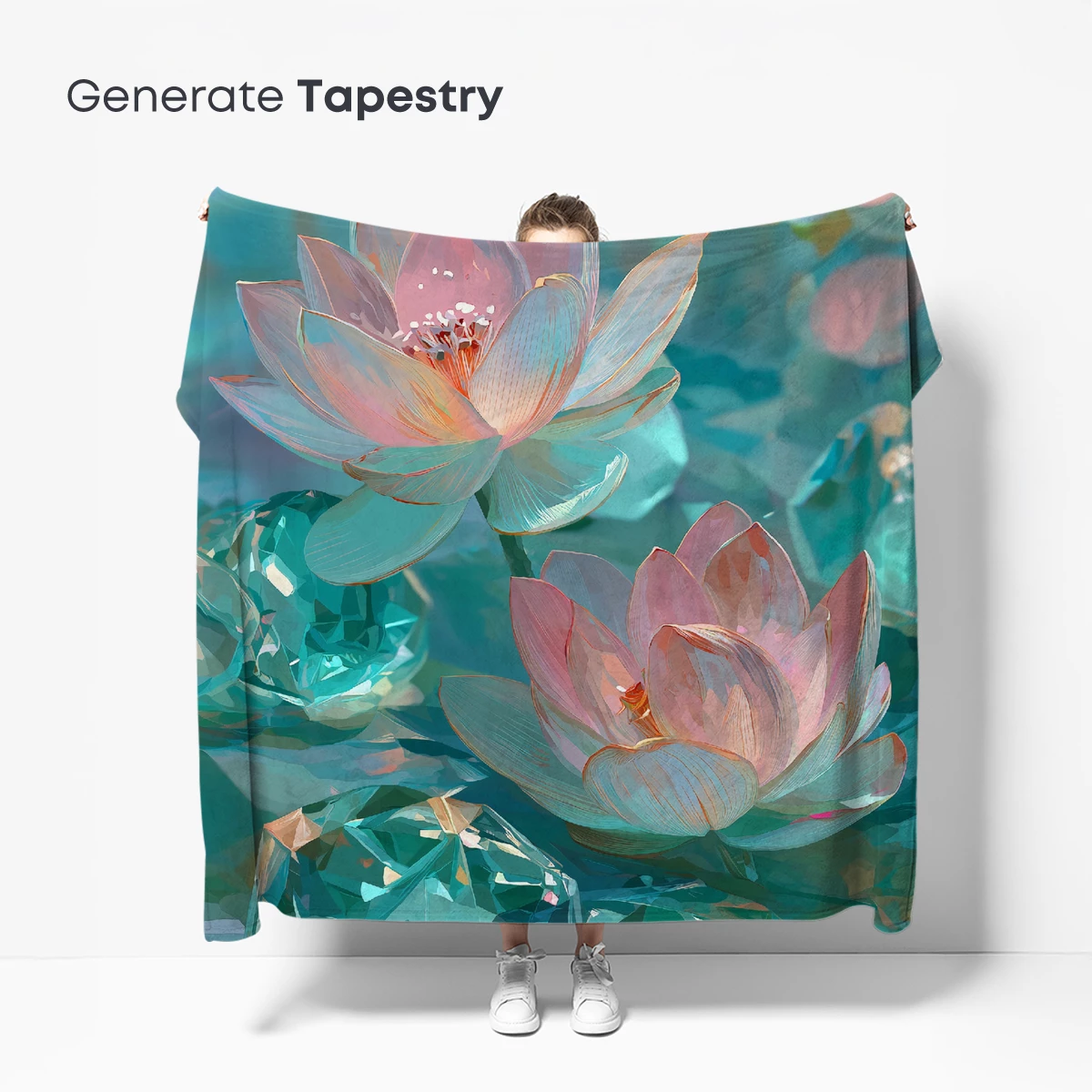 Crystal Lotus Garden: Ethereal Blooms in Aquamarine Dreams - Image 5