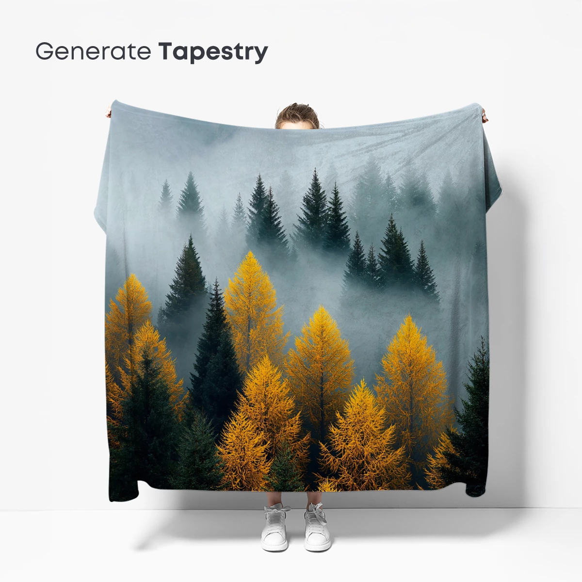 Golden Larches in Misty Mountain Haze - Image 5