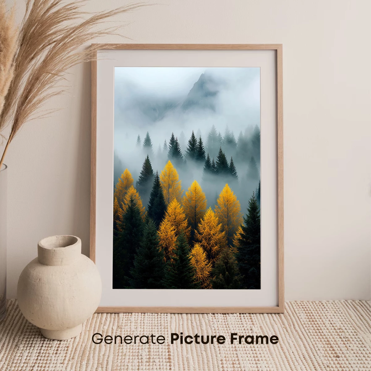 Golden Larches in Misty Mountain Haze - Image 7