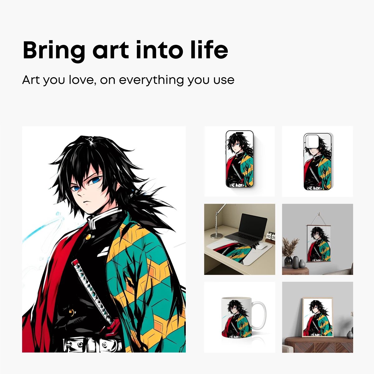 Samurai Spirit: Anime Warrior with Vibrant Kimono - Image 2