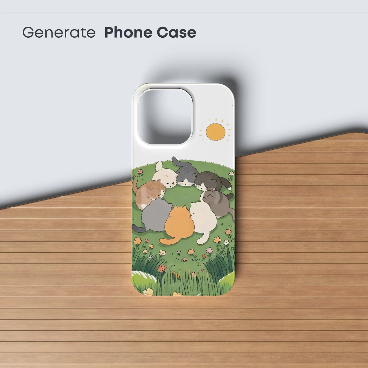 Cuddling Cats in a Floral Haven - Image 3