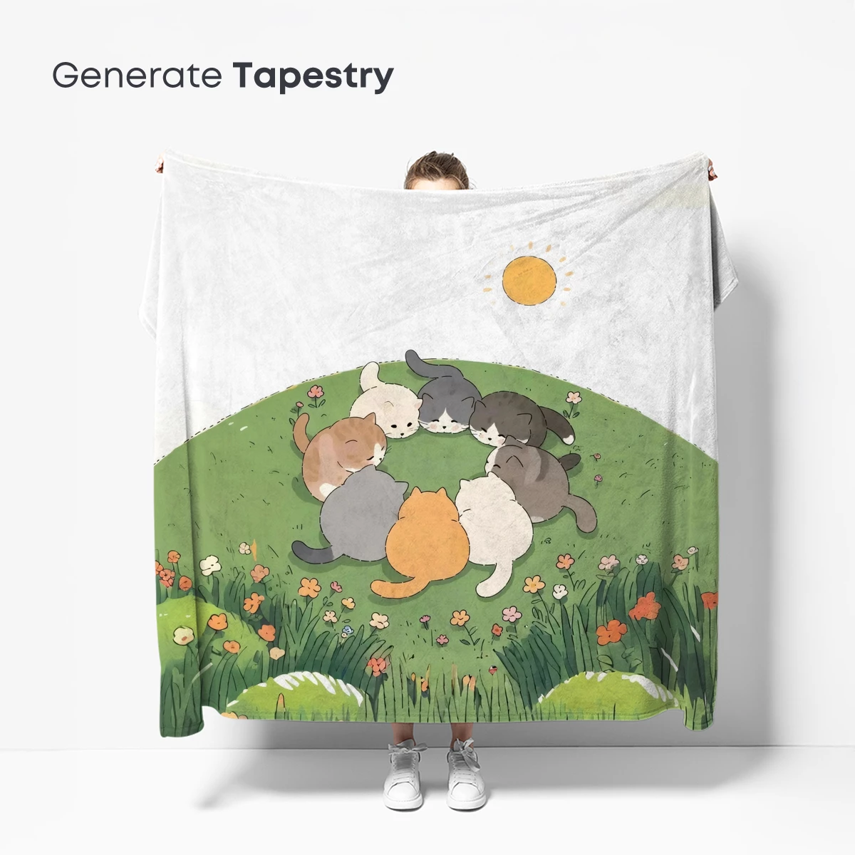 Cuddling Cats in a Floral Haven - Image 5