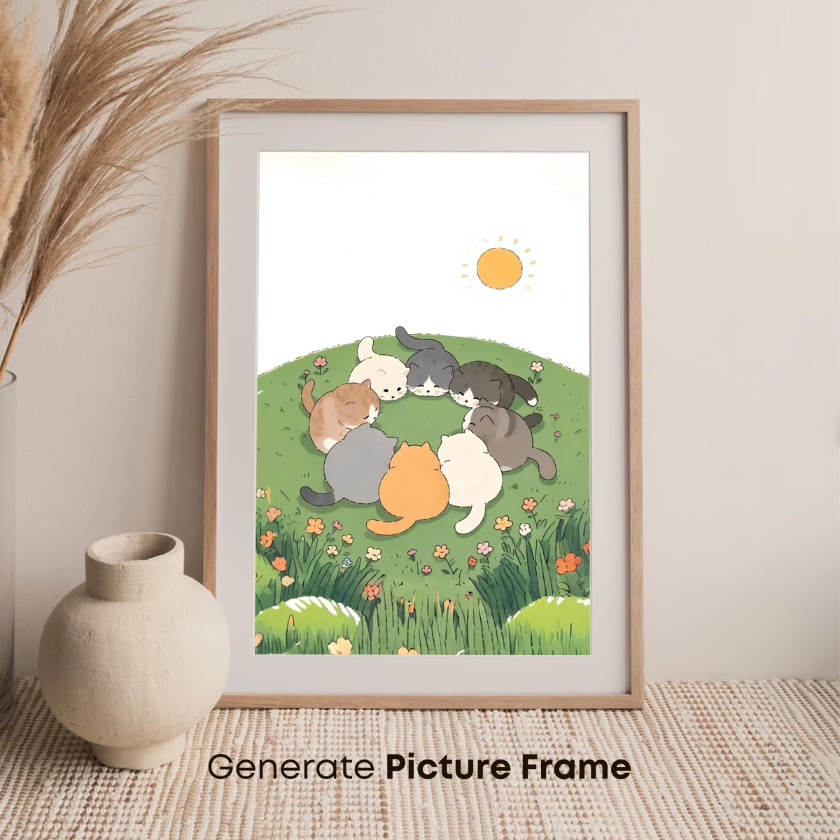 Cuddling Cats in a Floral Haven - Image 7