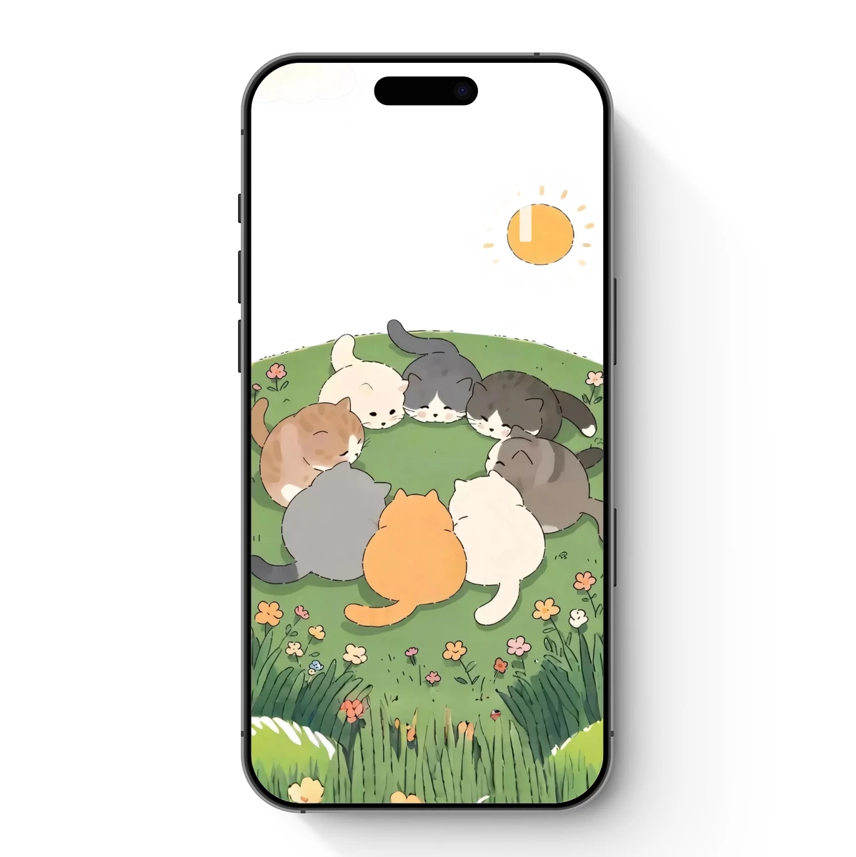 Cuddling Cats in a Floral Haven